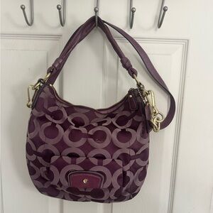 Coach Kristin Purple Op Art Sateen Hobo Bag #14753